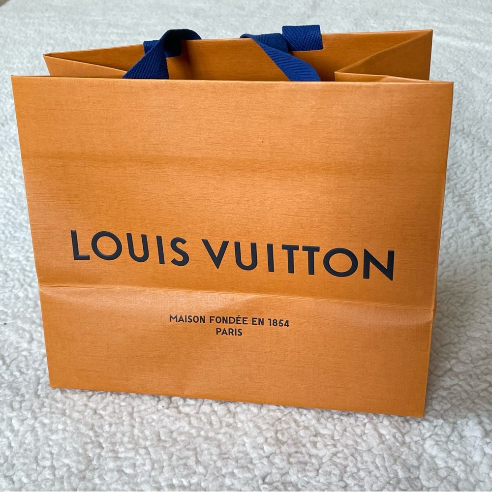 Louis Vuitton Orange Medium Reusable Bag with Blue Straps